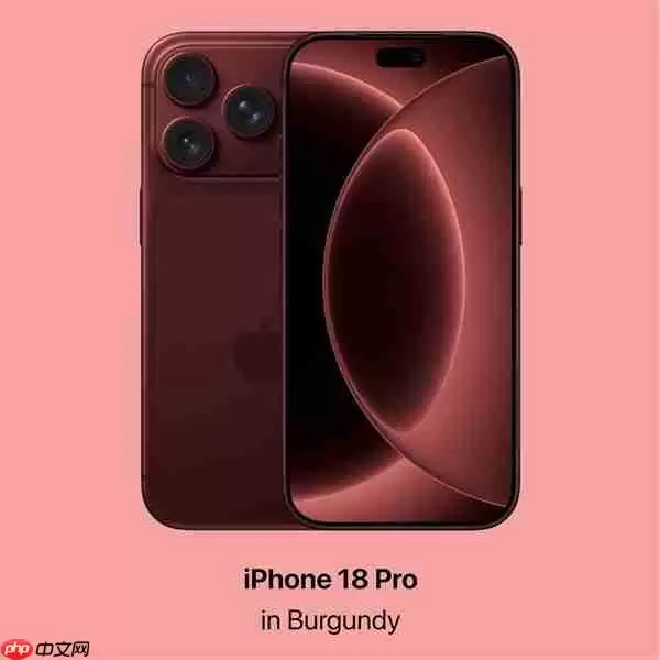 iPhone 18 Pro渲染图来了：酒红色机身+小号灵动岛 最美iPhone