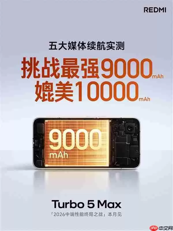 REDMI：Turbo 5 Max 9000mAh电池实测媲美10000mAh